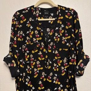 Disney Women's Black and Red Mickey Mouse Blouse